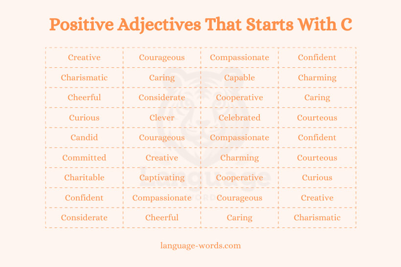 List Of Positive Adjectives That Starts With C