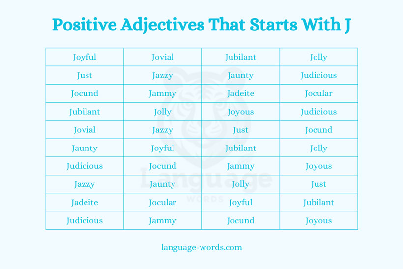 List Of Positive Adjectives That Starts With J