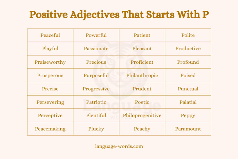 List Of Positive Adjectives That Starts With P