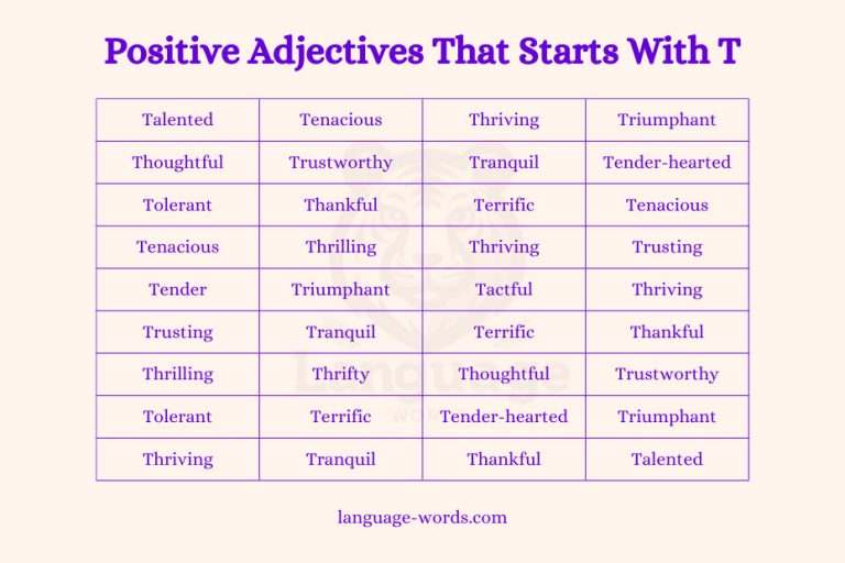 what adjective starts with the letter t