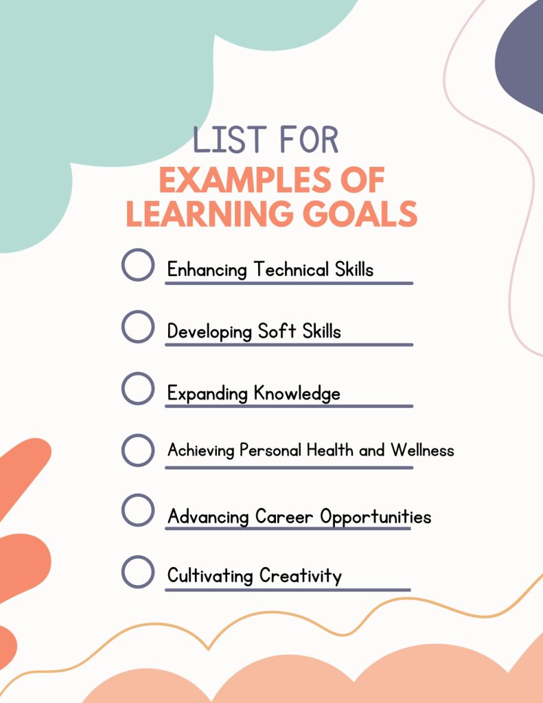 List For Examples of learning goals